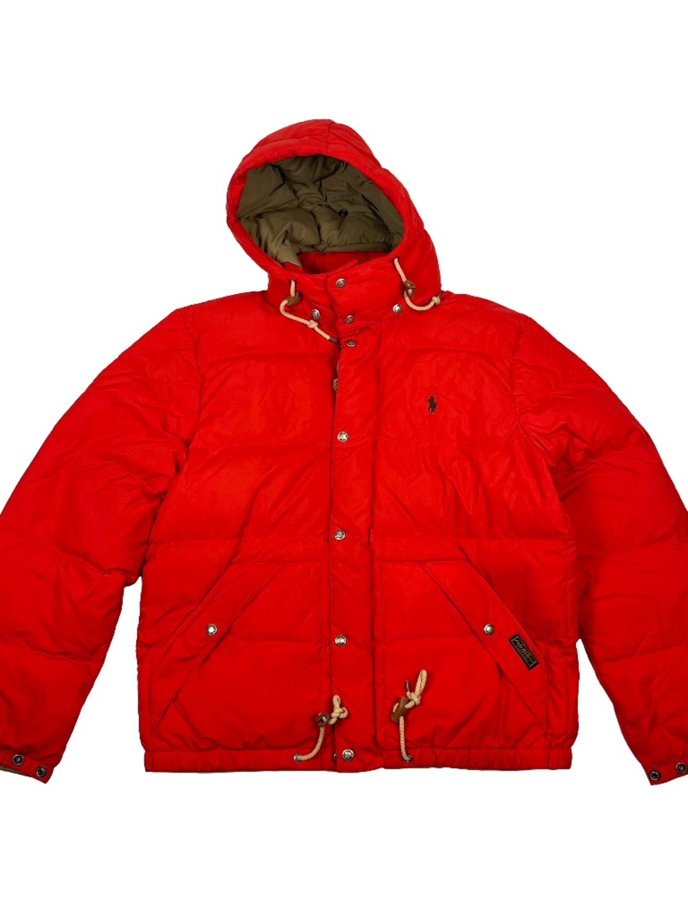 Polo Ralph Lauren Boulder Coat Red Down Puffer Hooded Jacket Parka.